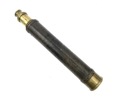 A Victorian single draw brass telescope, with woven fibre outer tube, maximum length 61cm.