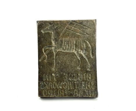 A bronze hot mark inscribed 'BISSOE TIN SMELTING WORKS NR TRURO', with wrought iron handle, 11.5cm x 9cm.This large collectio