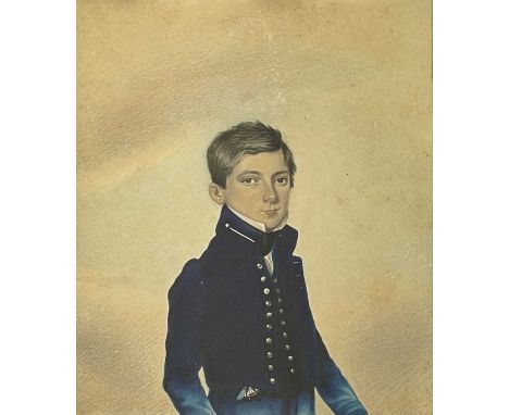 English School, circa 1830Portrait of Adolphus George Edye, Royal Naval Volunteer, First ClassWatercolour, 13.5X11cm, with ol