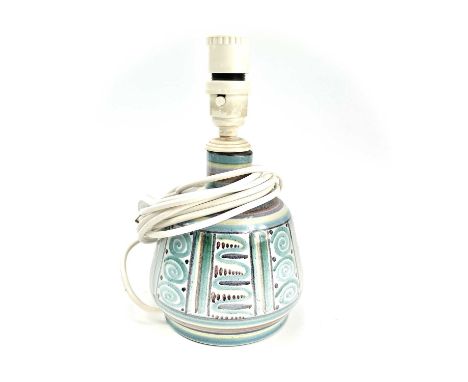 A Lamorna pottery table lamp decorated in polychrome colours, height 16cm.