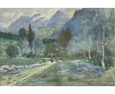 LEACH POTTERY INTEREST:Edgar SKINNER (1850-1925)Figure in a landscapeWatercolourSigned24cm x 34cm Edgar Skinner was a Cornish