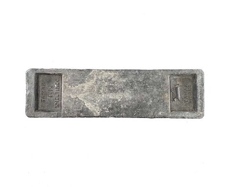 A 56lb Tamar Tin melting Co ingot, circa 1885, from Weir Quay Smelting House, Bere Ferrers, Devon, length 44cm width 13.5cm. 