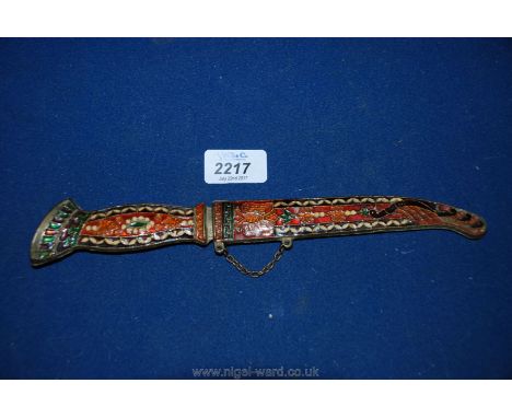 An eastern enameled decorative dagger/paper knife.