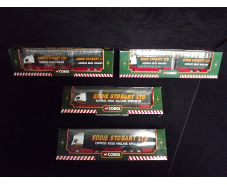 4 x Corgi Eddie Stobart Ltd Lorries. 2 x 59516 Volvo Short Wheelbase Lorries with Close Couple Trailers and 2 x Curtainside T