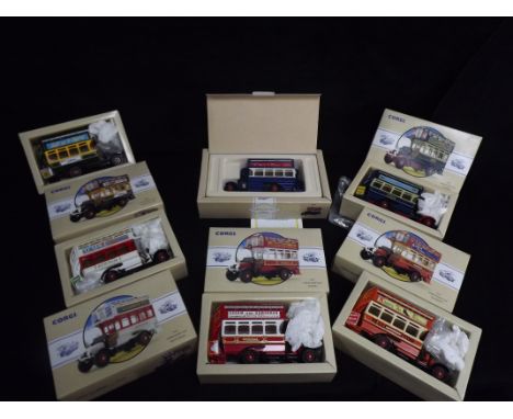 6 x Corgi Thornycroft Buses. Models Numbers are 96985/89/91/93/94 &amp; 96, Yelloways Sheffield, General South Wales, Thomas 