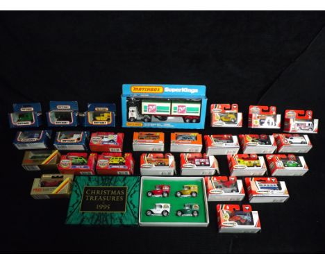Matchbox Collection. K-17 Superkings 7UP Container Truck, 5 x Blue Check Box Delivery Vans with a Macau Model A Ford yellow b