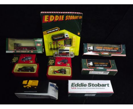 Corgi, Atlas &amp; Lledo - Eddie Stobart collection. 4 x Corgi - TY88404 Refuelling Set(sealed, creases to card), 20903 AEC 8