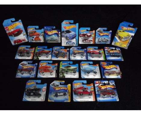 22 x Mattel Hot Wheels Vehicles. Carded. Various Themes including HW Factory Fresh and Exotics. Cars include 47 Chevy Fleetli