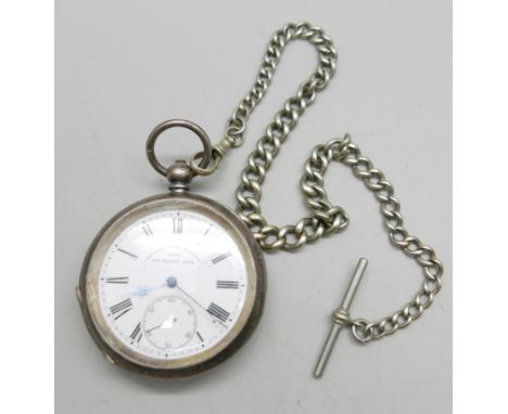 A silver cased pocket watch, Fattorini &amp; Sons, Bradford, non magnetic lever movement with a graduated silver plated Alber