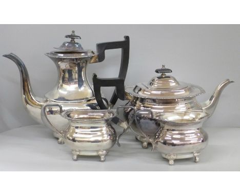 A Viners of Sheffield four piece silver plated tea service 