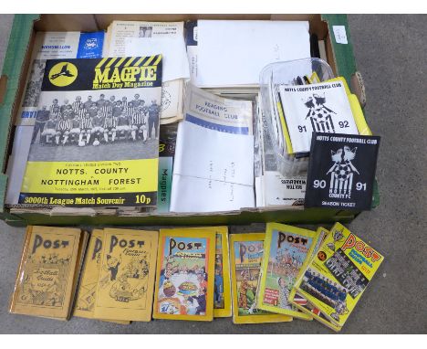 A collection of Notts County football programmes (home 1950s, 1960s, 1970s / away 1948-68), plus 1950/51 FA Year Book, twelve