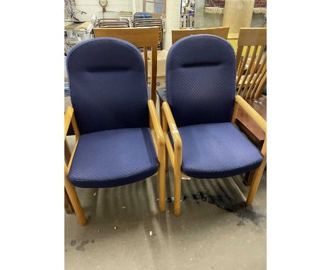 Pair of light wood framed armchairs