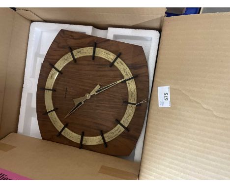 A Kieninger wooden and brass effect mid 20th Century wall clock