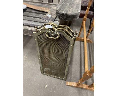 Four fold brass fire screen