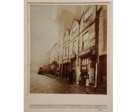 AN OLD PHOTOGRAPH of Warser Gate, Nottingham 1890, North Side looking West, 29 x 24cm, framed
