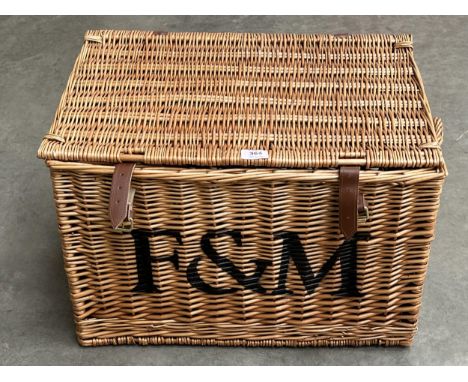 A Fortnum and Mason wicker picnic hamper, 22" wide.