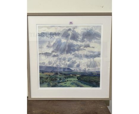 VANESSA POMEROY. BRITISH CONTEMPORARY. Evening Light Piercing Summer Clouds. Signed and inscribed. Artist's proof, 24" x 24".