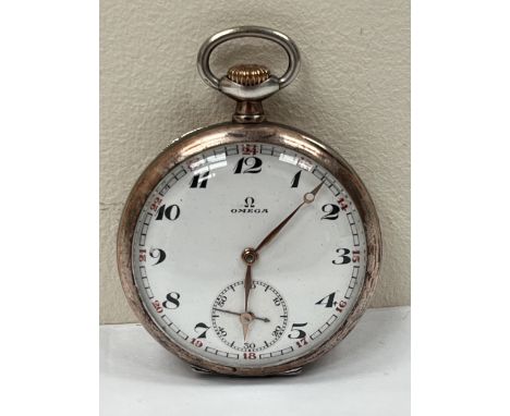 An Omega keyless watch, the 800 silver engine turned case numbered 7497773, the 15 jewel movement adjustable to two positions
