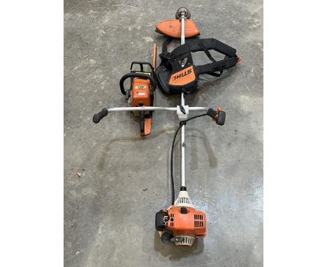 A Stihl FS-90 petrol strimmer and a Stihl O-25 petrol chainsaw. Ex house clearance.