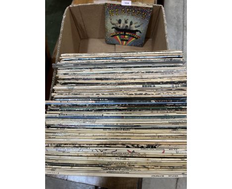A collection of vinyl albums, mostly 60s-70s rock, John Mayall, Cream, Black Sabbath, Bob Dylan etc.