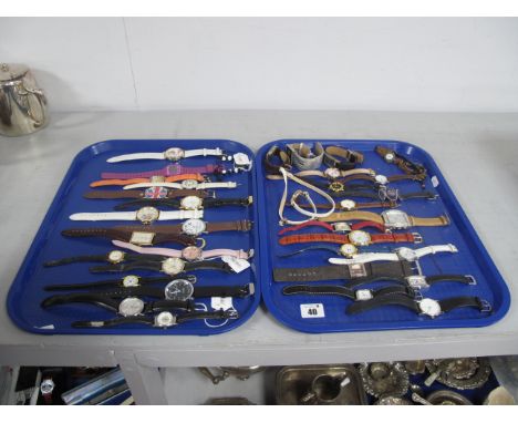 A Mixed Lot of Assorted Ladies and Gent's Wristwatches, including Casio digital, etc :- Two Trays 
