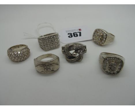 Modern "925" and Other Dress Rings, (finger sizes noted L, R, V, Y). (6)