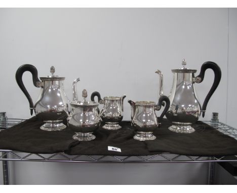 Christofle; A French Silver Plated 'Malmaison' Five Piece Tea / Coffee Set, including two jugs. (5)