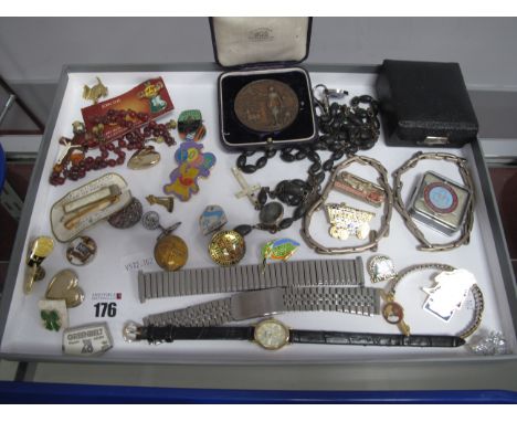 Enamel and Other Badges, watch straps, Rosary beads, Preston Guild Merchant 1922 medallion in original fitted case, sleeve ba