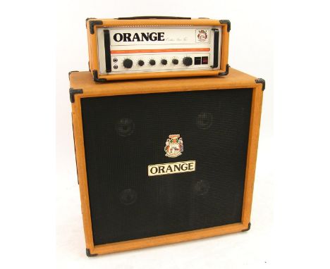 Orange Overdrive Series 2 model no. OR1112M amplifier head, made in England, ser. no. 016233 and 4 x 12 speaker cabinet, ser.