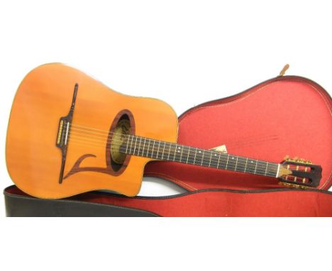 Eko El Gaucho acoustic guitar, made in Italy, with Indian rosewood back and sides and orange varnished top, minor wear to fin