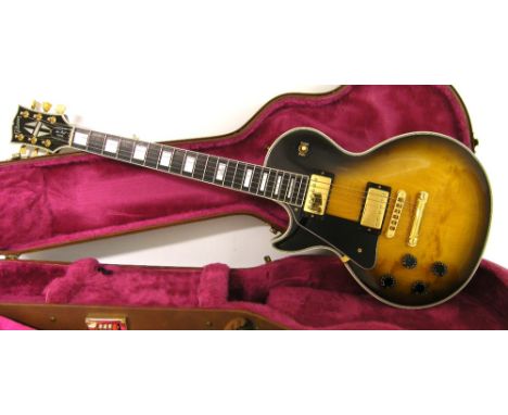 1991 Gibson Les Paul Custom left-handed electric guitar, made in USA, ser. no. 9xxx1xx6, two-tone sunburst finish with figure