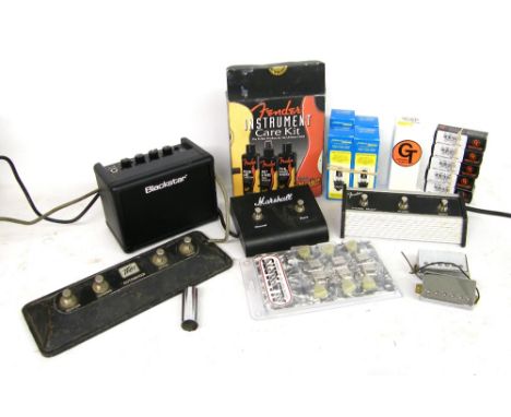 Quantity of guitar accessories to include four new and boxed Watford JJ-Tesla EL34 mark 2 amplifier valves and five new and b