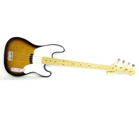 1997 Fender '51 reissue Precision Bass guitar, crafted in Japan, serial no. V0xxxx7, two tone sunburst finish with light surf
