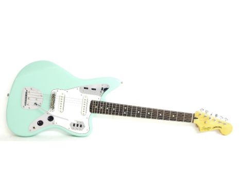 Squier by Fender Vintage Modern Jaguar electric guitar, made in Indonesia, serial no ICS13xxxxx4, surf green finish, electric