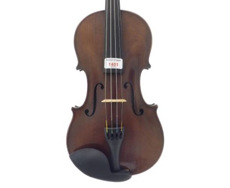 Good German violin by and labelled Ackermann & Lesser, Instrumenten-Fabrik, Dresden 1910, 14 3/16", 36cm