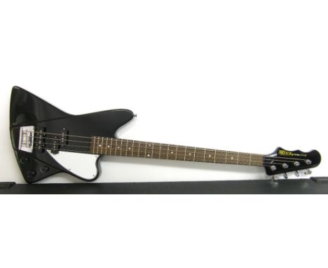 Fret King by Trev Wilkinson Esprit 4 bass guitar, black finish, electrics in working order, hard case, condition: good
