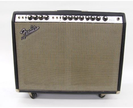 1970s Fender Twin Reverb guitar amplifier, silver face, with Fender Utah speakers, original foot switch, master volume model,