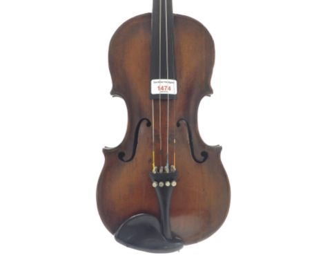 Interesting early 19th century violin bearing the repairer's label of H. Poulsen...Kjobenbarn K.1890, 14", 35.60cm