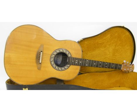 1983 Ovation model 1612 electro-acoustic bowl back guitar, made in USA, ser. no. 2xxxx6, with synthetic bowl back, natural to