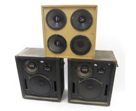 Two Peavey Corby 315E speaker cabinets, both appear to be in working order; together with a custom made 4 x 12 speaker cabine