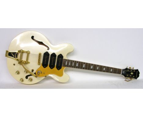 Epiphone Limited Edition Custom Shop Riviera P93 hollow body electric guitar, made in China, pearl white finish, electrics in