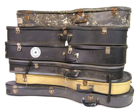Six vintage guitar cases, all in tired condition (6)