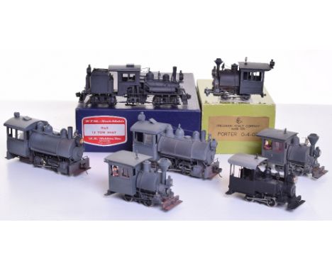 Two brass On3 gauge locomotives including a KTM Models 13 ton Shay, made in Japan, finished in weathered black livery, origin