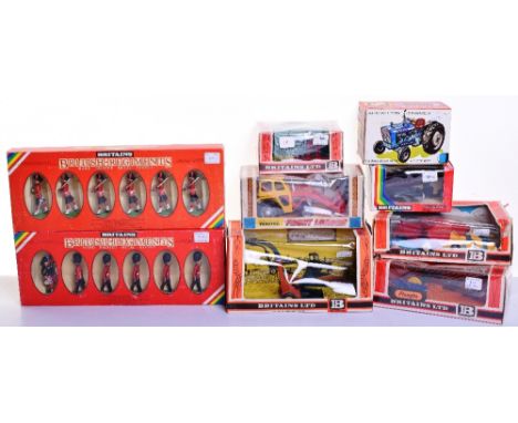 Britains Boxed Tractors and Farm Implements,9412 Log Sled, 9527 Ford 5000 Diesel Tractor (rear plastic wheels have reacted to