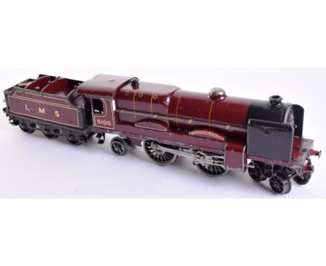 Hornby Series c/w 4-4-2 Royal Scot locomotive and tender, engine No:6100 with smoke deflectors and LMS tender, maroon livery,