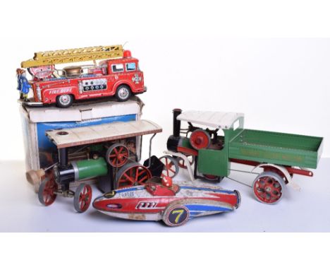 Mamod boxed Traction engine and other toys, fair condition, box fair, together with a Mamod Steam wagon, fair condition some 