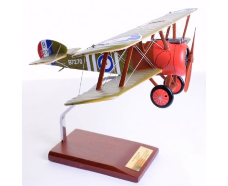 Toys & Models Sopwith Camel Model, 1/24th scale,  a very nice contempory model, mounted on aluminium and mahogany stand, in m