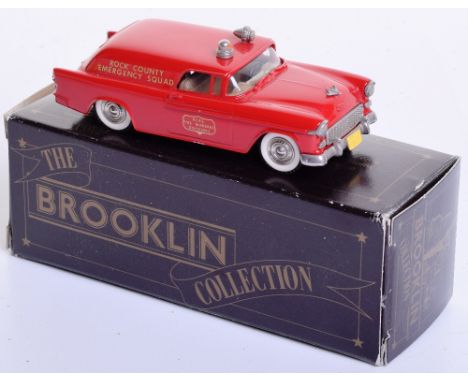 Brooklin Collection BRK 26A 1955 Chevrolet Fire Marshal’s Truck Rock County, 1/43 scale white metal model, in mint boxed cond