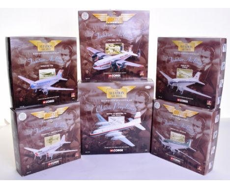 Corgi The Aviation Archive Diecast Aircraft Scale Models, all 1:144 scale,47108 Douglas DC3 KLM, 47102 Douglas DC3 AA, 47109 