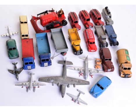 Quantity of Unboxed Playworn Dinky Toys including:25a wagon,25c flat Truck,  25f Market Gardeners Van,3 x 25h Streamline Fire